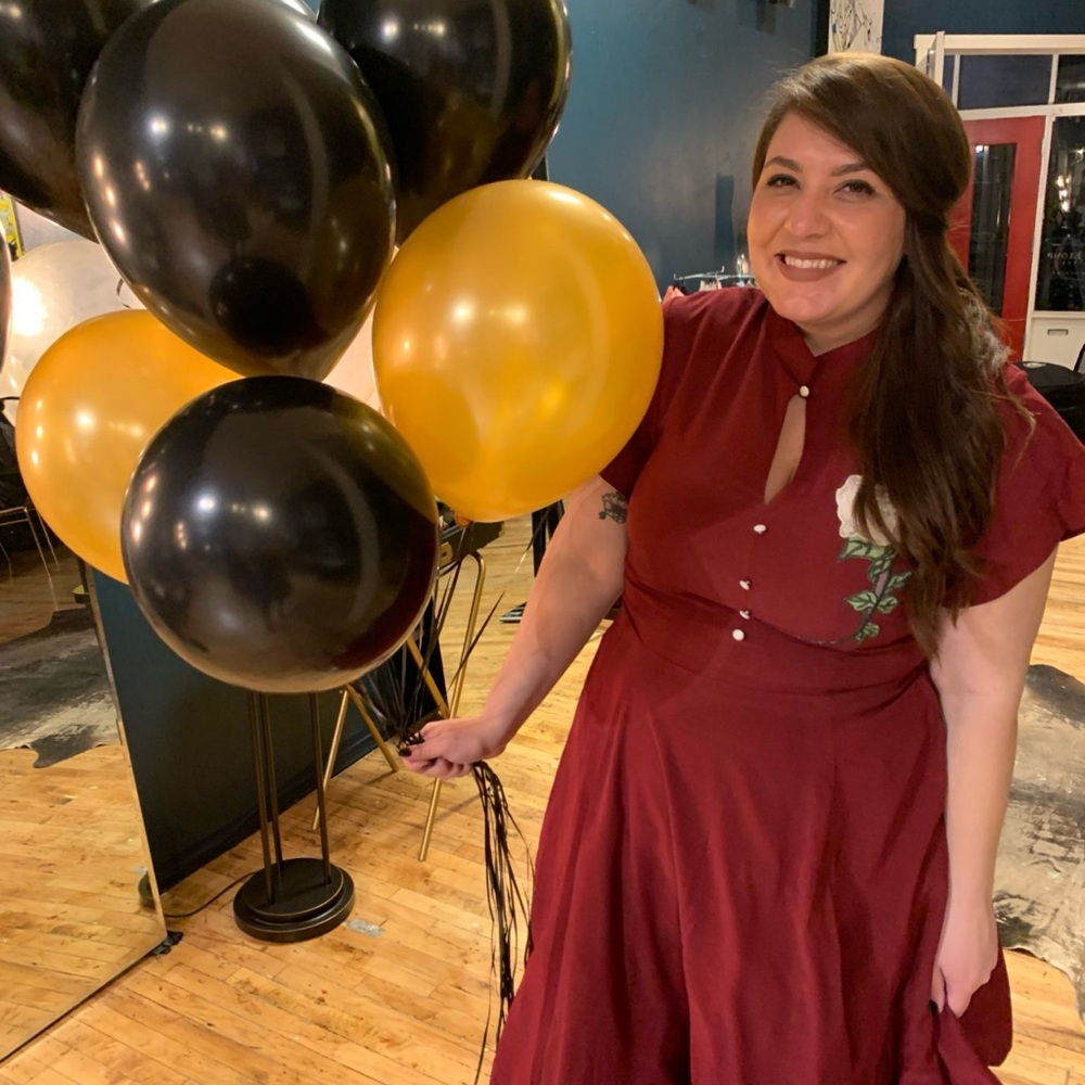 Unique Vintage Deep Red Button-Up Dress - Picture 3 of 3